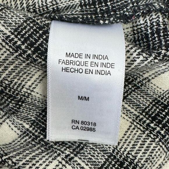 Lucky Brand Women's Medium Black White Plaid Flannel Button Down Cotton Shirt - Picture 5 of 8